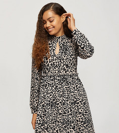 Платье мини телесного цвета с расклешенной юбкой и вырезом-капелькой Miss Selfridge Petite-Бежевый
