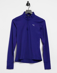 Синий топ с короткой молнией PUMA Running-Голубой