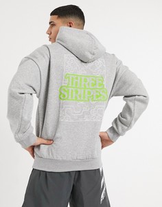Худи серого цвета на молнии с небольшим логотипом adidas Training-Серый