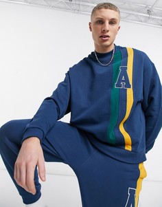Темно-синий свитшот в стиле oversized со вставками-полосками от комплекта ASOS Actual