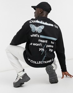 Черный oversized-свитшот с размытым графическим принтом (от комплекта) ASOS Dark Future-Черный цвет
