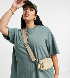 Oversized-футболка цвета хаки с логотипом ASOS Weekend Collective Curve-Зеленый цвет