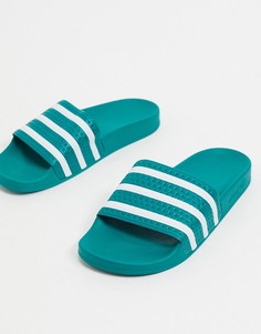 Шлепанцы зеленого/белого цвета adidas Originals Adilette-Зеленый