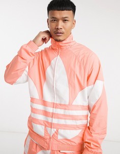 Оранжевая куртка с большим принтом логотипа adidas Originals-Оранжевый цвет