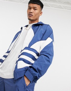 Синяя куртка с большим принтом логотипа adidas Originals-Голубой