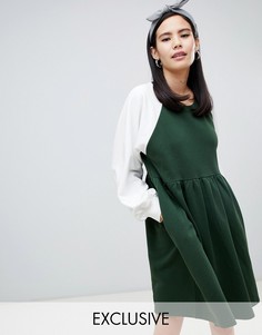 Зеленое свободное платье мини Monki-Зеленый