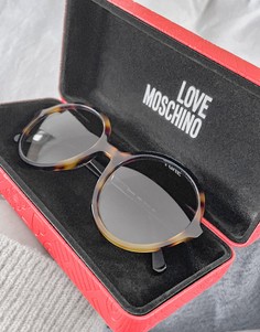 Круглые солнцезащитные очки в черепаховой оправе Moschino Love-Коричневый