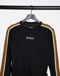 Свободный лонгслив с логотипом спереди и ретро полосами Kickers-Черный