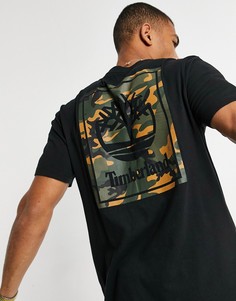 Черная футболка с камуфляжным логотипом на спине Timberland-Черный цвет
