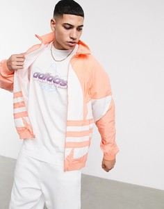 Спортивная куртка кораллового цвета с логотипом-трилистником adidas Originals-Розовый