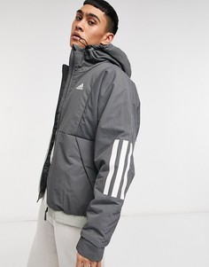 Серая куртка с капюшоном adidas-Серый