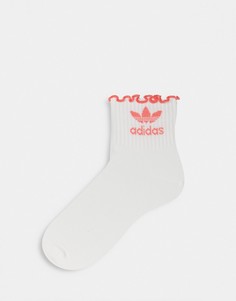 Белые носки средней длины с оборками adidas Originals-Белый