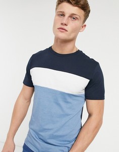 Темно-синяя футболка со вставками Burton Menswear-Голубой