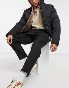 Строгие черные брюки карго Bershka-Черный цвет