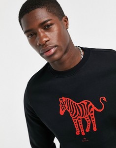 Черный свитшот с круглым вырезом и принтом в виде красной зебры PS Paul Smith-Черный цвет