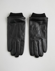 Черные кожаные перчатки с манжетами Barneys-Черный Barneys Originals
