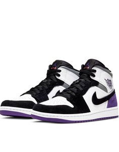 Кроссовки средней высоты в цвете белый/фиолетовый/серый Nike Air Jordan 1 Mid