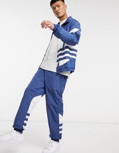Синие джоггеры с большим принтом логотипа-трилистника adidas Originals-Голубой
