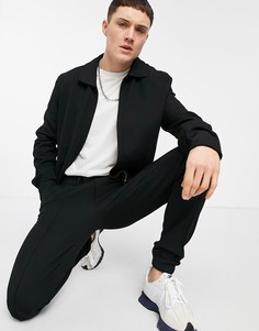 Черная куртка Харрингтон из крепа в строгом стиле от комплекта ASOS DESIGN-Черный цвет