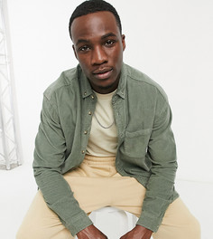 Шалфейно-зеленая вельветовая oversized-рубашка в стиле 90-х ASOS DESIGN Tall-Зеленый цвет