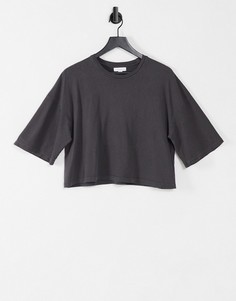 Черная выбеленная футболка прямого кроя Topshop-Черный цвет