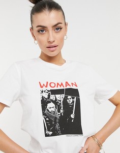 Белая футболка с надписью "Woman" French Connection-Белый