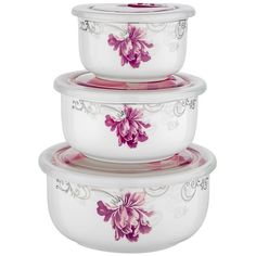 Набор контейнеров Guffman Ceramics C-06-028-WF Flower 3 шт White GUFFMAN