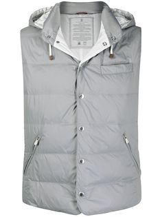 Brunello Cucinelli дутый жилет с капюшоном