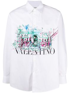 Valentino рубашка с принтом и логотипом