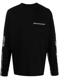 Sacai топ с длинными рукавами и принтом