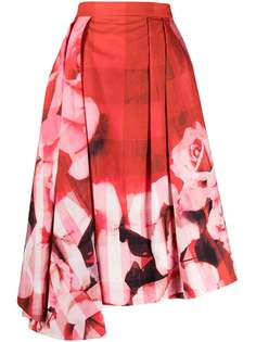 Alexander McQueen юбка асимметричного кроя с цветочным принтом