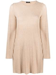 Elisabetta Franchi платье в рубчик с эффектом металлик