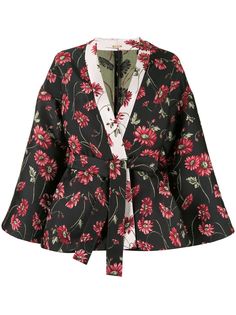 Adam Lippes жаккардовый пиджак-кимоно с цветочным узором