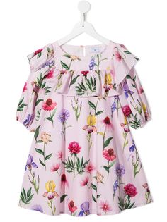 Monnalisa платье-трапеция с цветочным принтом