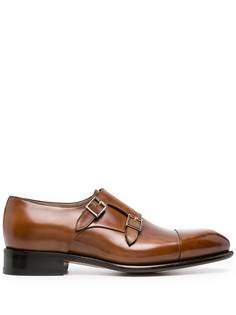 Santoni туфли монки с пряжками