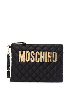 Moschino стеганый клатч с логотипом