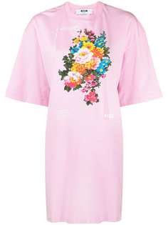 MSGM платье-футболка с цветочным принтом