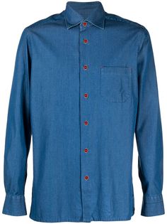 Kiton рубашка строгого кроя с логотипом на пуговицах