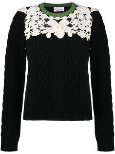 RED Valentino вязаный джемпер с кружевной вставкой