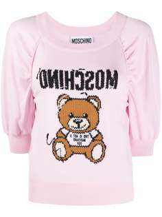 Moschino джемпер вязки интарсия с пышными рукавами
