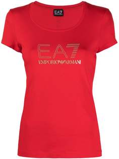 Ea7 Emporio Armani футболка с кристаллами и логотипом