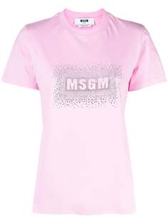 MSGM футболка с кристаллами и логотипом