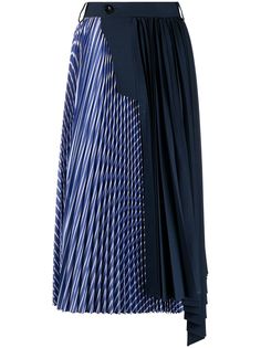 Sacai плиссированная юбка в полоску