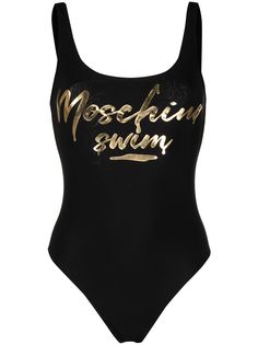 Moschino купальник с логотипом и U-образным вырезом