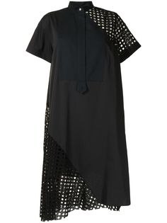 Sacai платье-рубашка с сетчатой вставкой