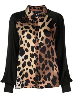 Just Cavalli атласная рубашка с леопардовым принтом