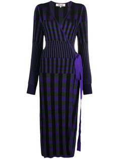 DVF Diane von Furstenberg платье миди Tracy в рубчик с запахом