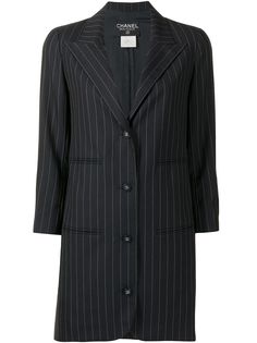 Chanel Pre-Owned однобортный блейзер в тонкую полоску 1996-го года
