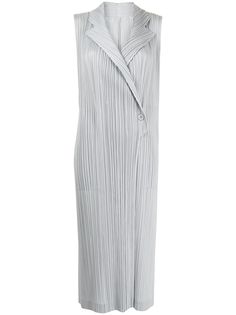 Pleats Please Issey Miyake длинный плиссированный жилет