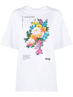 MSGM футболка оверсайз с цветочным принтом